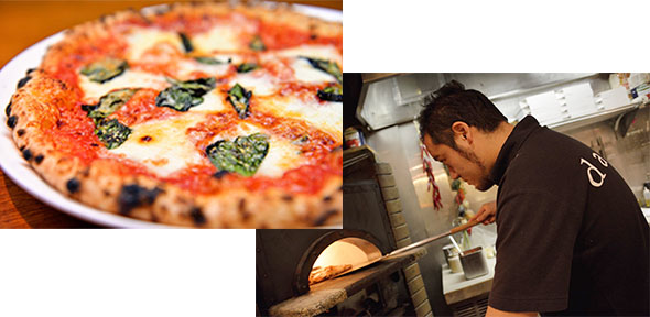 高温の石窯で一気に焼き上げるもちもちのピザは自慢の一品！ぜひ味わってくださいね。